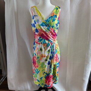 Chaps Multicolor Floral Wrap Dress